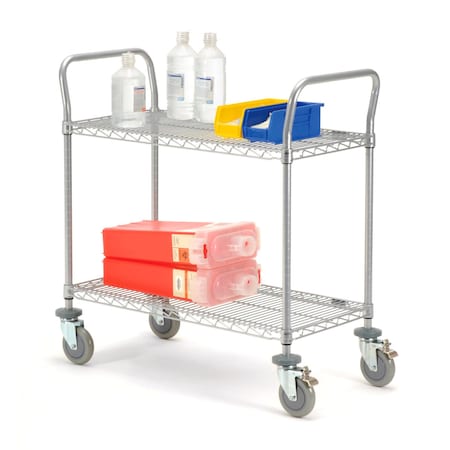 Nexel Utility Cart w/2 Shelves & Poly Brake Casters, 1200 lb. Cap, 36inL x 18inW x 39inH 168207B
